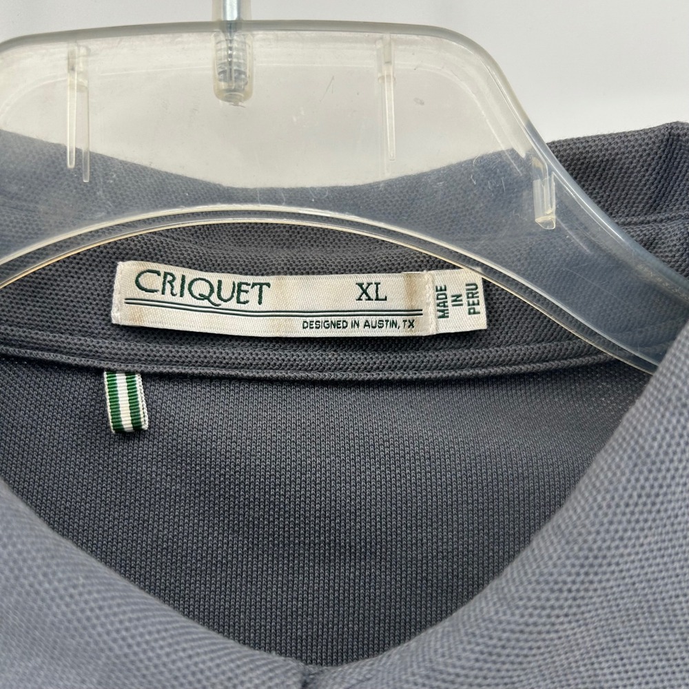 Criquet Long Sleeve Polo Shirt Men XL Gray Pima Cotton Skier Pocket Logo Golf - Picture 4 of 9